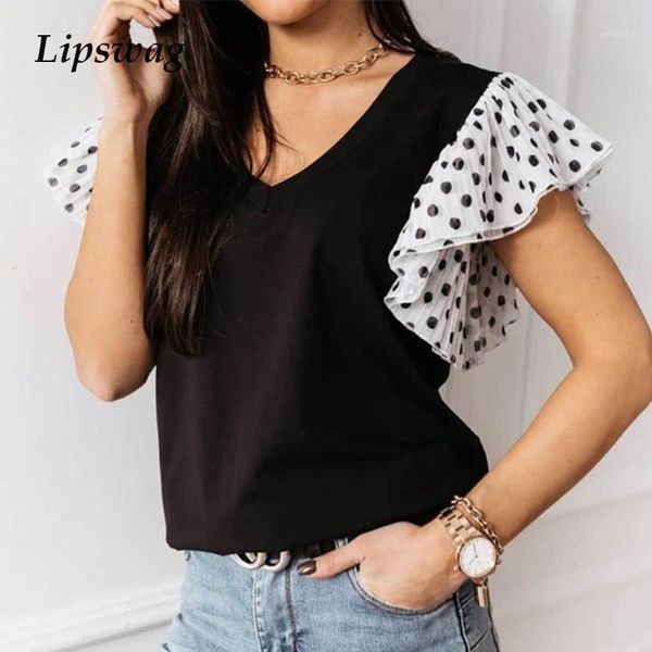 polka dot lace short sleeve blouse shirt women summer casual patchwork ruffle blusa chic femme v neck shirt streetwear1, White
polka dot lace short sleeve blouse shirt women summer casual patchwork ruffle blusa chic femme v neck shirt streetwear1, White