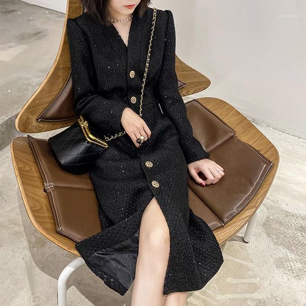 female autumn new style v-neck temperament long-sleeved french hepburn style black women woolen dress waist1, Black;gray
female autumn new style v-neck temperament long-sleeved french hepburn style black women woolen dress waist1, Black;gray