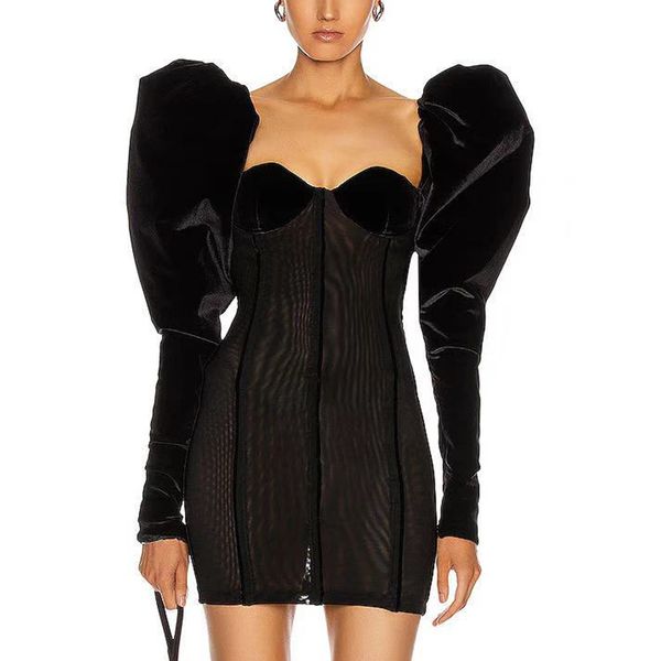 2021-new women black long sleeves slash mini neck fashion party dress shn7, Black;gray
2021-new women black long sleeves slash mini neck fashion party dress shn7, Black;gray