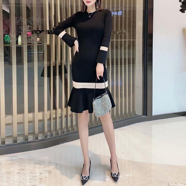 casual dresses autumn style knit bottoming outer wear women's party elegant chic long sleeve slim stitching mermaid dress, Black;gray
casual dresses autumn style knit bottoming outer wear women's party elegant chic long sleeve slim stitching mermaid dress, Black;gray