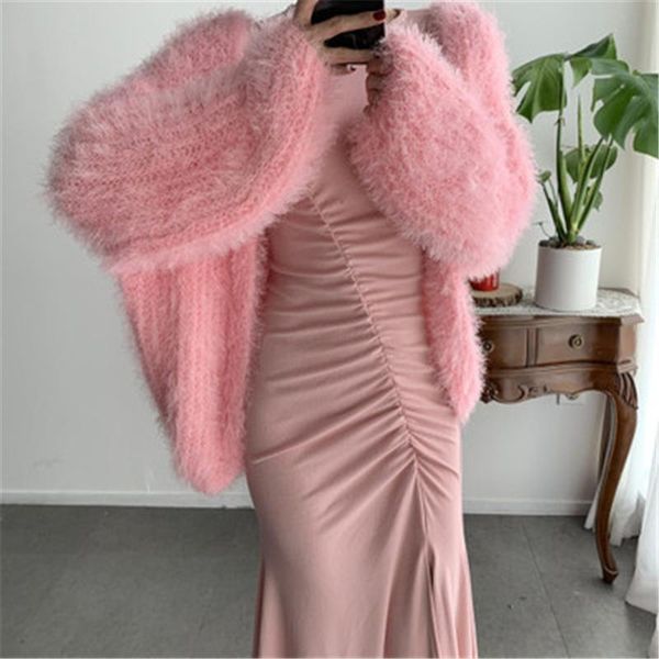 women's knits & tees women pink kint sweater jackets fall winter korean loose v-neck lantern sleeve cardigans for female furry warm kni, White
women's knits & tees women pink kint sweater jackets fall winter korean loose v-neck lantern sleeve cardigans for female furry warm kni, White