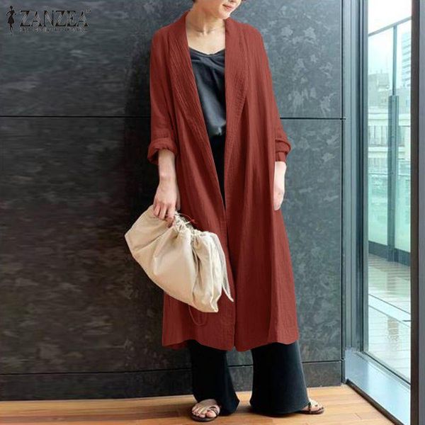 zanzea vintage women autumn long sleeve open front cardigan thin coats casual lapel neck solid long jackets robe femme outwear, Black;brown
zanzea vintage women autumn long sleeve open front cardigan thin coats casual lapel neck solid long jackets robe femme outwear, Black;brown