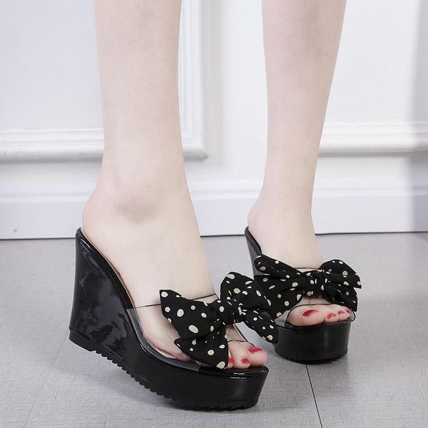 sandals polka dot woman summer wedge comfortable platform ladies bow knot peep toe wedges shoes slipper, Black
sandals polka dot woman summer wedge comfortable platform ladies bow knot peep toe wedges shoes slipper, Black