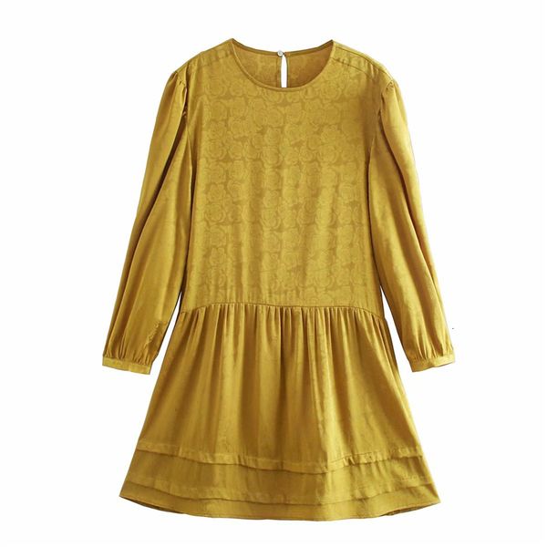 new elegant women floral jacquard es 2021 fashion ladies o-neck pleated sweet female chic yellow satin cascading gtum, Black;gray
new elegant women floral jacquard es 2021 fashion ladies o-neck pleated sweet female chic yellow satin cascading gtum, Black;gray