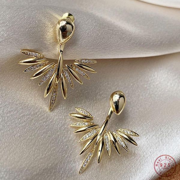 stud 925 sterling silver 14k gold korean feather earrings for women fashion simple wedding party jewelry accessories gift, Golden;silver
stud 925 sterling silver 14k gold korean feather earrings for women fashion simple wedding party jewelry accessories gift, Golden;silver