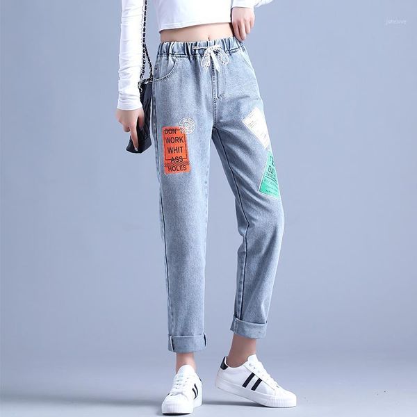 high waist jeans female elastic waist spring and autumn plus size street style letter printed denim trousers pantalon femme1, Blue
high waist jeans female elastic waist spring and autumn plus size street style letter printed denim trousers pantalon femme1, Blue