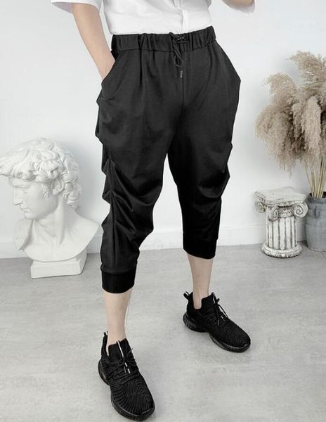 27-45 new 2020 men's hair stylist fashion summer thin personalized design pleated loose harem pants capris plus size costumes1, Black
27-45 new 2020 men's hair stylist fashion summer thin personalized design pleated loose harem pants capris plus size costumes1, Black