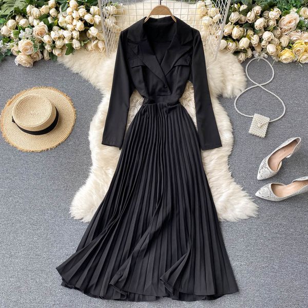 2021 new female singiny vintage neck long holiday line up solid autumn office lady dressed xhp8, Black;gray
2021 new female singiny vintage neck long holiday line up solid autumn office lady dressed xhp8, Black;gray