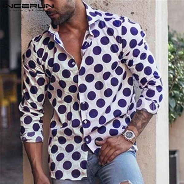 men casual shirt polka dot lapel neck hawaiian long sleeve button chic fashion mens brand shirts camisa incerun 2020 s-5xl y200409, White;black
men casual shirt polka dot lapel neck hawaiian long sleeve button chic fashion mens brand shirts camisa incerun 2020 s-5xl y200409, White;black