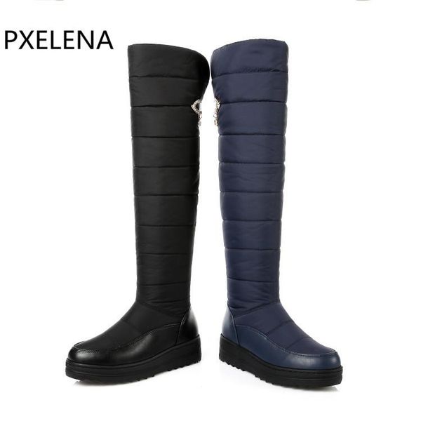 pxelena 2020 down warm snow boots women round toe platform thigh high boots fashion zipper over the knee, Black
pxelena 2020 down warm snow boots women round toe platform thigh high boots fashion zipper over the knee, Black