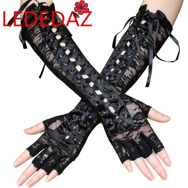 women long black lace fingerless gothic mittens ribbon rivet tie up nightclub party gloves gants femme, Blue;gray
women long black lace fingerless gothic mittens ribbon rivet tie up nightclub party gloves gants femme, Blue;gray