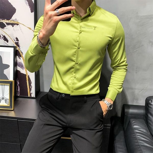 gray black white fluorescent green shirts for men fashion embroidery shirt slim fit mens dress shirts simple all match v422, White;black
gray black white fluorescent green shirts for men fashion embroidery shirt slim fit mens dress shirts simple all match v422, White;black