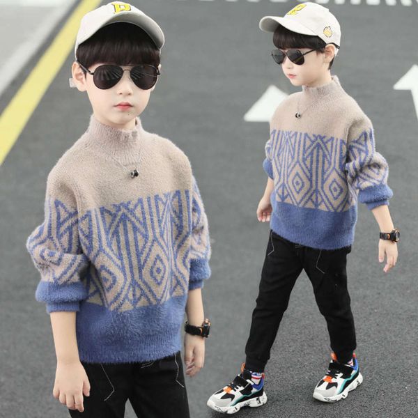 boys' sweater wear 2020 spring autumn new children's pullover with and thickened mink cashmere high collar top, Blue
boys' sweater wear 2020 spring autumn new children's pullover with and thickened mink cashmere high collar top, Blue