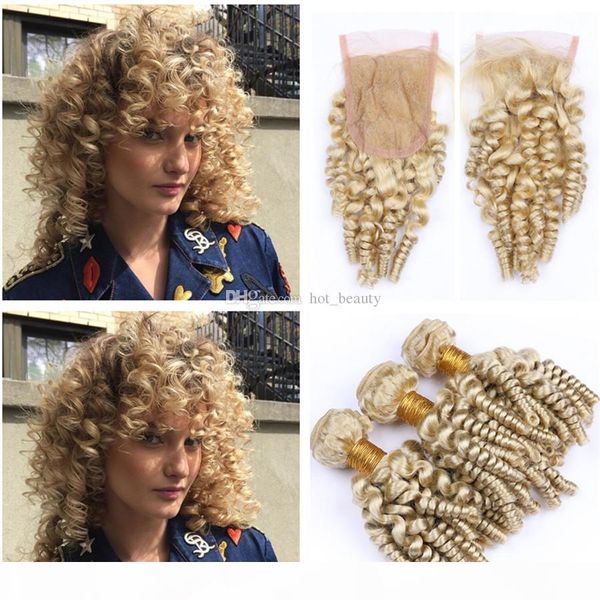 613 sprail curly funmi hair extensions platinum blonde aunty curly hair weaves 3pcs with 4x4 lace closure loose wave wavy hair, Black
613 sprail curly funmi hair extensions platinum blonde aunty curly hair weaves 3pcs with 4x4 lace closure loose wave wavy hair, Black