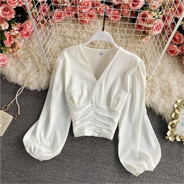 2021 new 2021 spring new temperament ladies v-neck puff sleeve folds short satin shirt women nzss, White
2021 new 2021 spring new temperament ladies v-neck puff sleeve folds short satin shirt women nzss, White