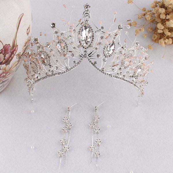 i2020 bridal atmosphere three new piece set crown korean necklace earrings wedding dress accessories, Silver
i2020 bridal atmosphere three new piece set crown korean necklace earrings wedding dress accessories, Silver