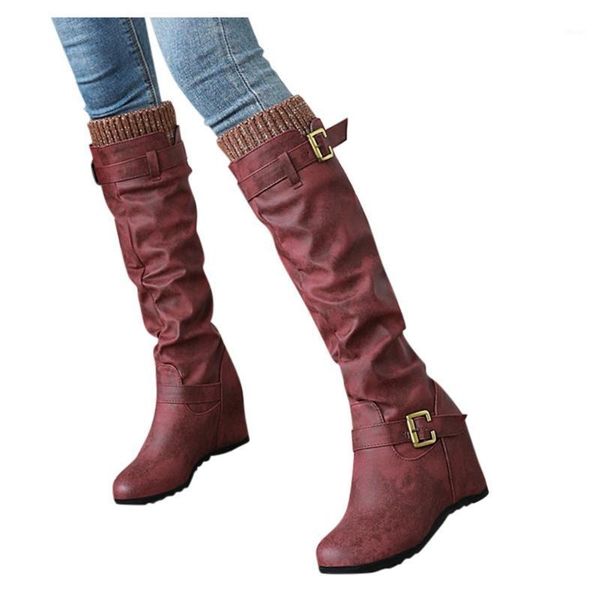 boots women's slip-on wedges knee-high long buckle strap solid color bare square heel casual middle booties botas mujer1, Black
boots women's slip-on wedges knee-high long buckle strap solid color bare square heel casual middle booties botas mujer1, Black