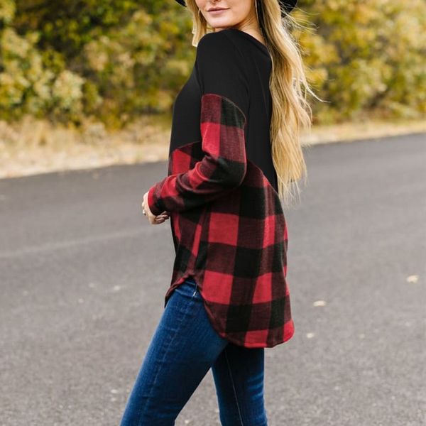 g71ic ins women's wolbn stitching t-shirt new ins women's autumn new plaid t-shirt stitching plaid autumn, White
g71ic ins women's wolbn stitching t-shirt new ins women's autumn new plaid t-shirt stitching plaid autumn, White