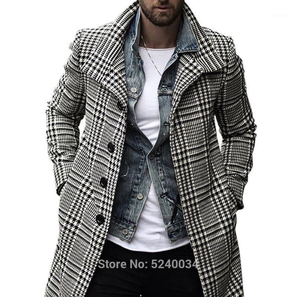 plaid lapel turn down collar single-breasted mid-length men's casual windbreaker jacket1, Tan;black
plaid lapel turn down collar single-breasted mid-length men's casual windbreaker jacket1, Tan;black