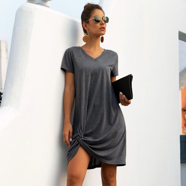 casual dark grey loose summer dress women v-neck short sleeve draped above knee stretchy simple beach dress vestidos de verano1, Black;gray
casual dark grey loose summer dress women v-neck short sleeve draped above knee stretchy simple beach dress vestidos de verano1, Black;gray