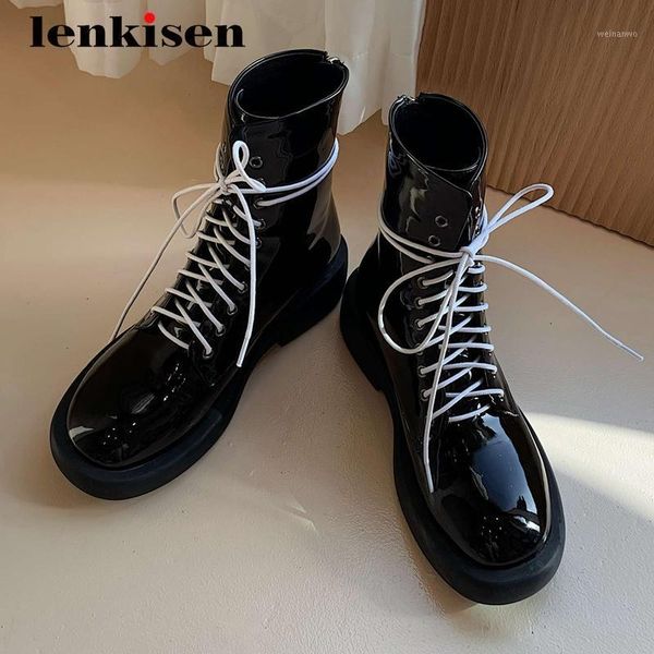 lenkisen new arrival short boots microfiber mixed colors round toe thick med heel lace up leisure daily wear ankle boots l751, Black
lenkisen new arrival short boots microfiber mixed colors round toe thick med heel lace up leisure daily wear ankle boots l751, Black