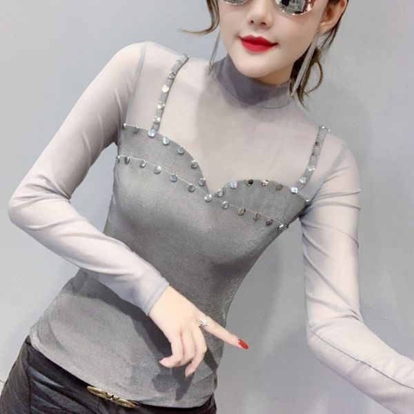 european autumn european double sleeve autumn and winter false double sleeves winter 2020 new heavy industry rivet mesh half high collar bot, White
european autumn european double sleeve autumn and winter false double sleeves winter 2020 new heavy industry rivet mesh half high collar bot, White