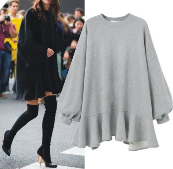 women's and large autumn fat mm winter sweater coat dress, Black;gray