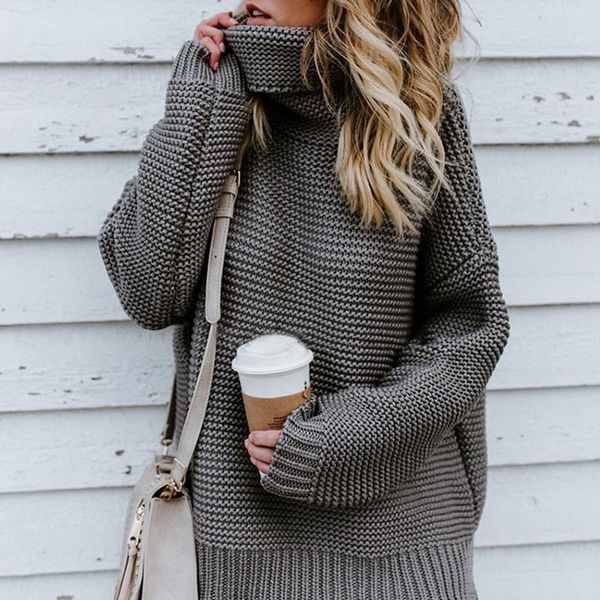 turtleneck women sweater long sleeve casual baggy knitted jumper plus size solid color femme autumn winter warm pullovers, White;black
turtleneck women sweater long sleeve casual baggy knitted jumper plus size solid color femme autumn winter warm pullovers, White;black