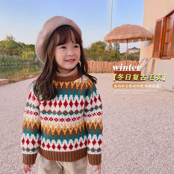 2020 winter new wear children's girl's diamond jacquard pullover cashmere sweater, Blue
2020 winter new wear children's girl's diamond jacquard pullover cashmere sweater, Blue