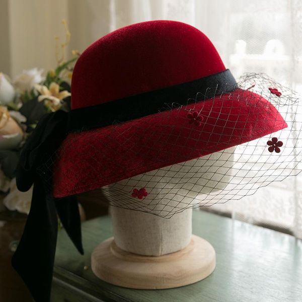 stingy brim hats fashion autumn bungury wide felt hat winter cloche bucket bowler women wedding veil bow fedora 2021, Blue;gray
stingy brim hats fashion autumn bungury wide felt hat winter cloche bucket bowler women wedding veil bow fedora 2021, Blue;gray