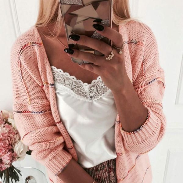 stripes print knit short cardigan long sleeve casual warm loose sweet sweater w31, White
stripes print knit short cardigan long sleeve casual warm loose sweet sweater w31, White