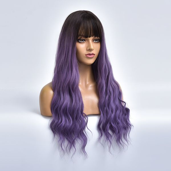 costume accessories long purple wave ombre hair synthetic wig with bangs for white women nutural daily cosplay wavy female heat resistant fi, Silver
costume accessories long purple wave ombre hair synthetic wig with bangs for white women nutural daily cosplay wavy female heat resistant fi, Silver
