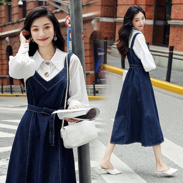 denim без бретелек юбки женской осени 2020 новой мода талии снижения возраста тонкого dressshoulder ремня dresstwo кусок платье длиной до ко, Gray 
denim без бретелек юбки женской осени 2020 новой мода талии снижения возраста тонкого dressshoulder ремня dresstwo кусок платье длиной до ко, Gray