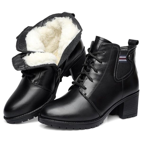 brand shoes winter warm comfort straps thick heel woman boots cow leather wool snow, Black
brand shoes winter warm comfort straps thick heel woman boots cow leather wool snow, Black