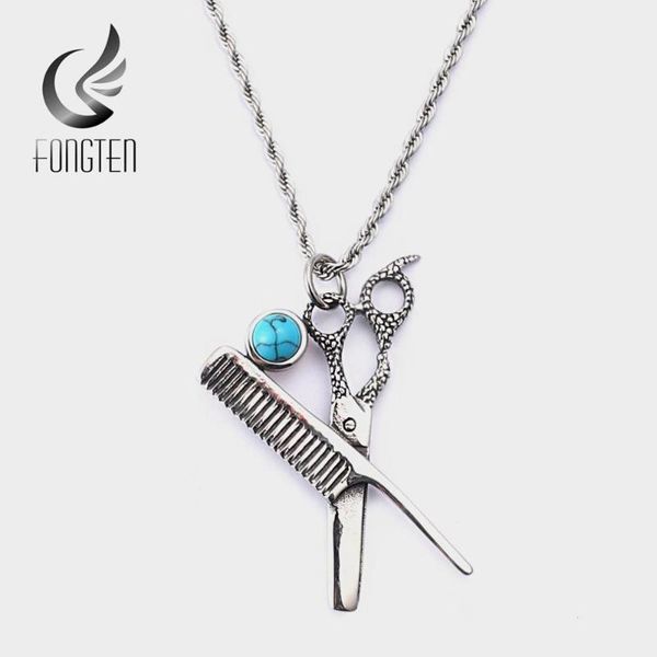 fongten barber scissor comb stylist charm pendants necklaces men double sided stainless steel long chain fashion jewelry, Silver
fongten barber scissor comb stylist charm pendants necklaces men double sided stainless steel long chain fashion jewelry, Silver