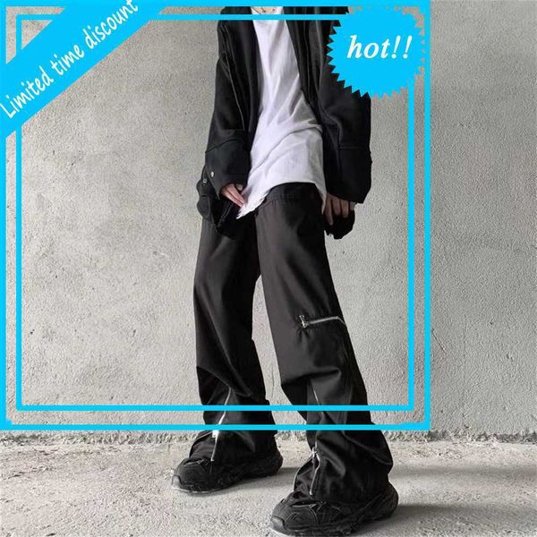 original retro zipper wide leg casual trousers men and women elastic waist loose cargo pants hip hop baggy overalls, Black
original retro zipper wide leg casual trousers men and women elastic waist loose cargo pants hip hop baggy overalls, Black