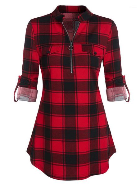 wipalo plus size women plaid print half zip cuffed sleeve blouse autumn long sleeve casual shirts stand collar vintage blouses1, White
wipalo plus size women plaid print half zip cuffed sleeve blouse autumn long sleeve casual shirts stand collar vintage blouses1, White