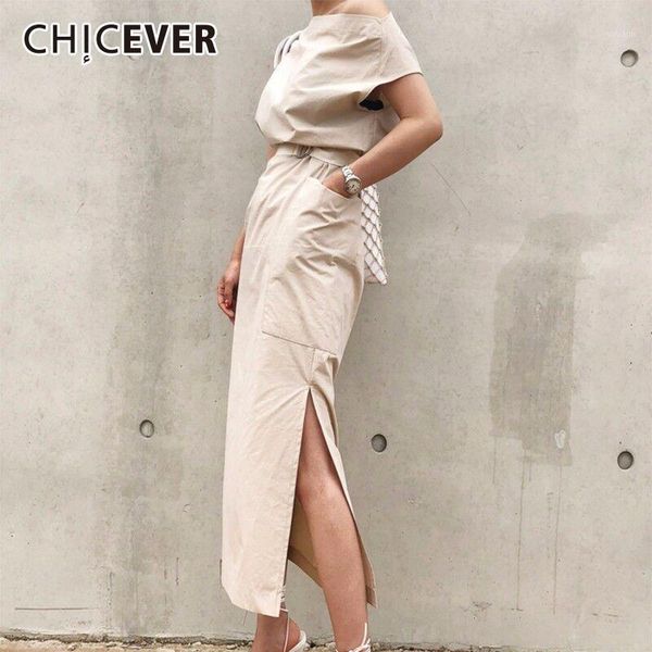 chicever 2020 summer dress for women slash neck big pocket waist lace up hem split slim dresses female korean fashion tide1, Black;gray 
chicever 2020 summer dress for women slash neck big pocket waist lace up hem split slim dresses female korean fashion tide1, Black;gray