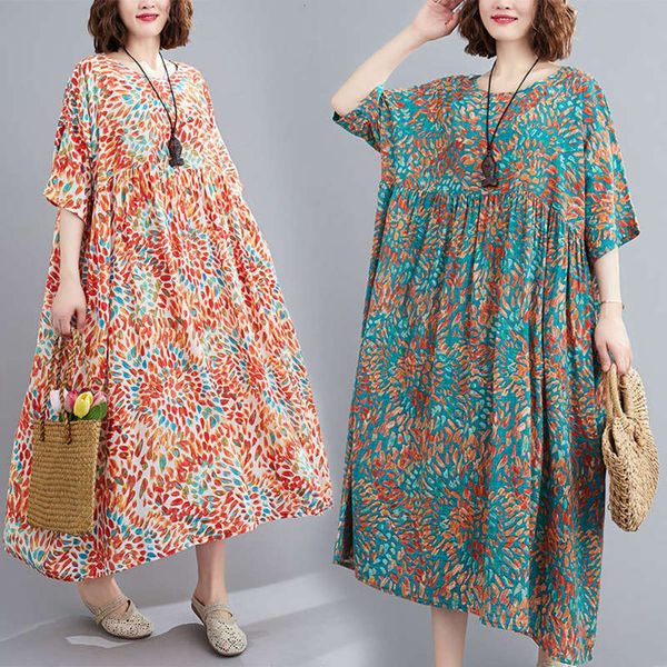 summer dress 2020 large literary women's style fat mm loose swing short sleeve printed dress, White
summer dress 2020 large literary women's style fat mm loose swing short sleeve printed dress, White