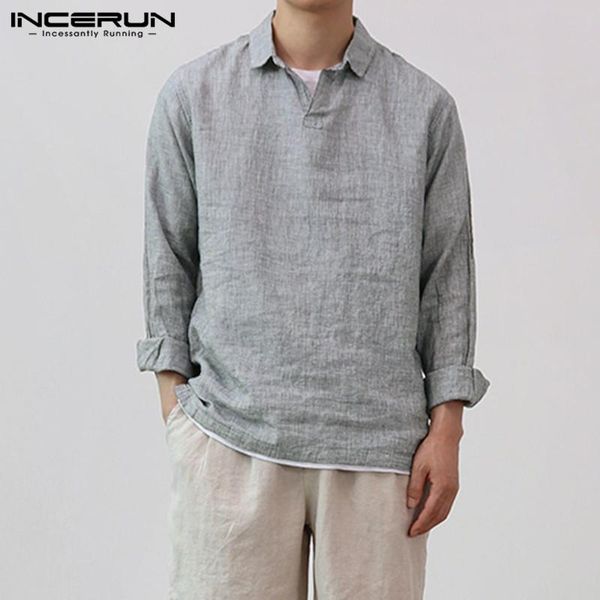 men's casual shirts solid color loose blouse incerun vintage long sleeve lapel neck men 2021 spring man korean style comfy camisa 5xl, White;black
men's casual shirts solid color loose blouse incerun vintage long sleeve lapel neck men 2021 spring man korean style comfy camisa 5xl, White;black