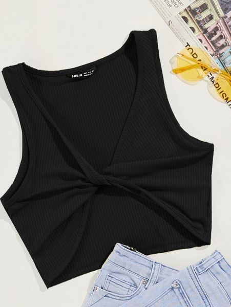 twist front rib-knit tank crop k4w0#, White
twist front rib-knit tank crop k4w0#, White