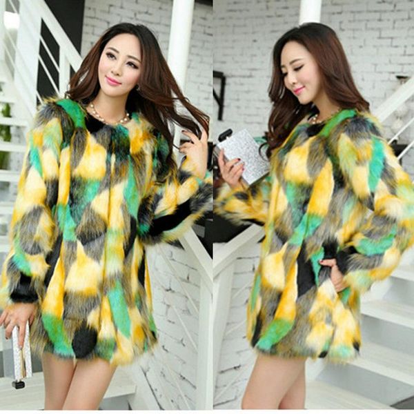women's fur & faux s-6xl european and american fashion winter female clothes mixed color coat imitation, Black
women's fur & faux s-6xl european and american fashion winter female clothes mixed color coat imitation, Black