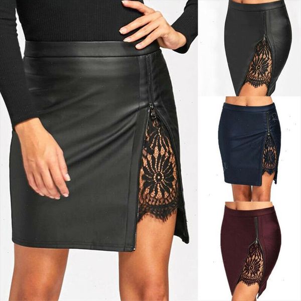 ladies stylish pu leather lace pencil mini skirt high waist zipper women bodycon mini short skirt stretch, Black
ladies stylish pu leather lace pencil mini skirt high waist zipper women bodycon mini short skirt stretch, Black