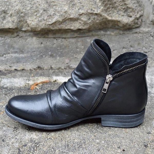 2020 winter women ankle boots retro punk pu leather plush snow boots casual strap slip-on waterproof flat shoes short booties, Black
2020 winter women ankle boots retro punk pu leather plush snow boots casual strap slip-on waterproof flat shoes short booties, Black