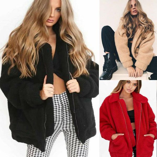winter women's warm teddy bear pocket fluffy coat fashion casual fleece fur jacket outerwear, Black
winter women's warm teddy bear pocket fluffy coat fashion casual fleece fur jacket outerwear, Black