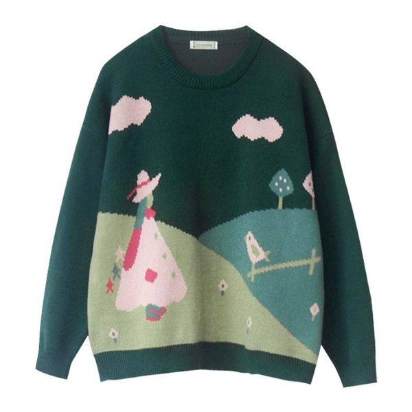 korean fashion women loose sweaters green beige long sleeve cartoon autumn winter preppy style female knitted, White;black
korean fashion women loose sweaters green beige long sleeve cartoon autumn winter preppy style female knitted, White;black