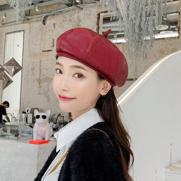 cokk pu кожа берет женщина осень зима vintage leather восьмиугольной hat женского painter cap восьмиклинок bonnet ретро шляпа кпт sqcezf, Blue;gray 
cokk pu кожа берет женщина осень зима vintage leather восьмиугольной hat женского painter cap восьмиклинок bonnet ретро шляпа кпт sqcezf, Blue;gray