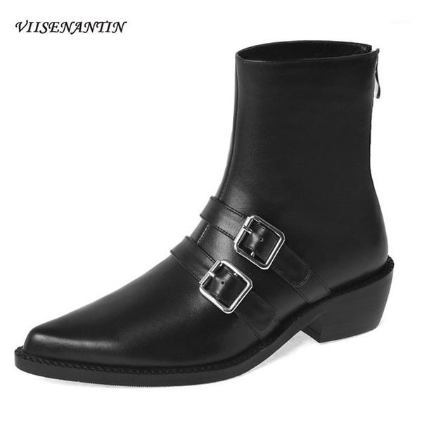 boots all-match british style handsome pointed toe thick heel ankle women mid-heel belt buckle back zipper short boots1, Black
boots all-match british style handsome pointed toe thick heel ankle women mid-heel belt buckle back zipper short boots1, Black