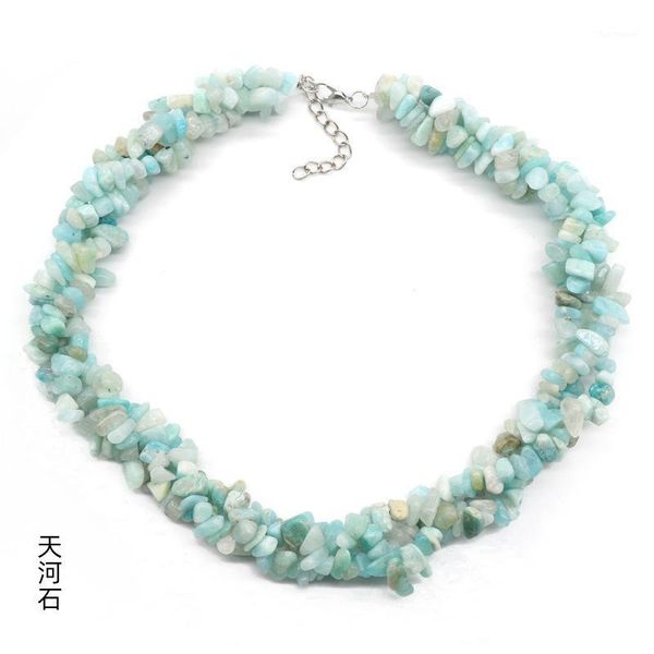 new popular fashion natural 3row irregular stone necklace1, Silver 
new popular fashion natural 3row irregular stone necklace1, Silver