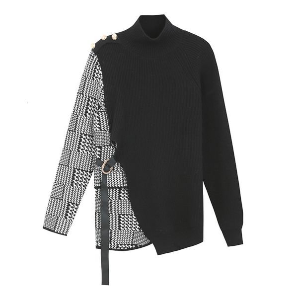 2021 new women's fashions tall black solid shirts houndstooth shreds mock neck bands thicken knitting jumper autumn xaew, White;black
2021 new women's fashions tall black solid shirts houndstooth shreds mock neck bands thicken knitting jumper autumn xaew, White;black